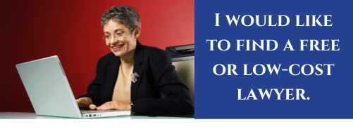 Woman sitting in front of a laptop smiling - Click Here if you would like to find a free or reduced-fee attorney.